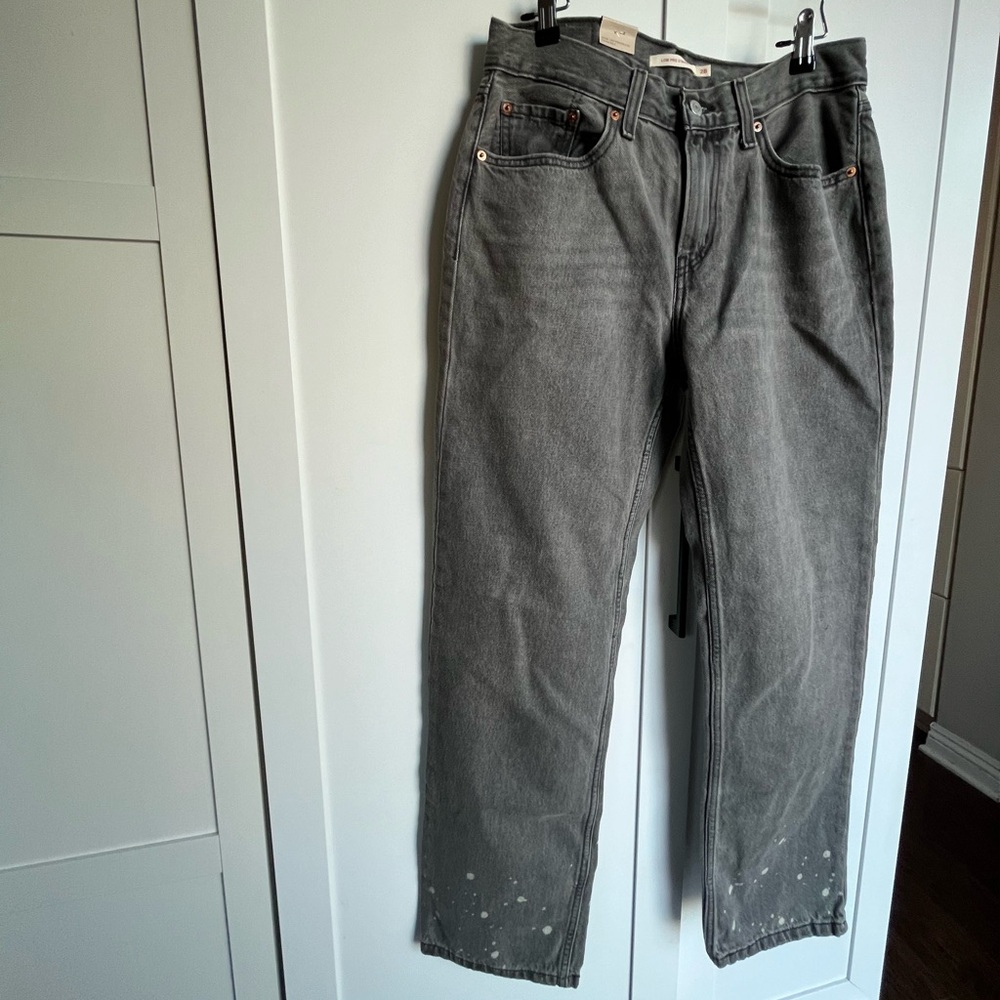 Levi’s low pro straight 28 waist denim jeans modern cut on trend gray black new